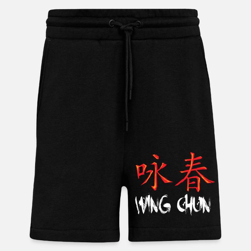 Wing chun Wingtsun caractères chinois - Short bio décontracté fabriqué en UE - SOLID BLACK