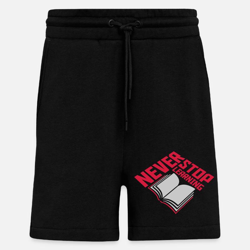 never stop learning Zitat - Shorts - made by SPREAD - SOLID BLACK