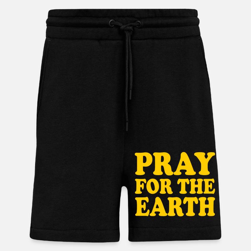 Pray for the earth - Short bio décontracté fabriqué en UE - SOLID BLACK