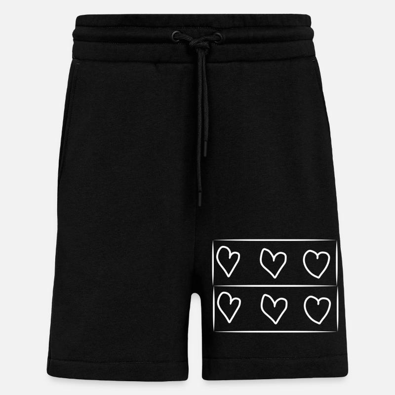 Six Hearts Heart Rectangle - Shorts - made by SPREAD - SOLID BLACK