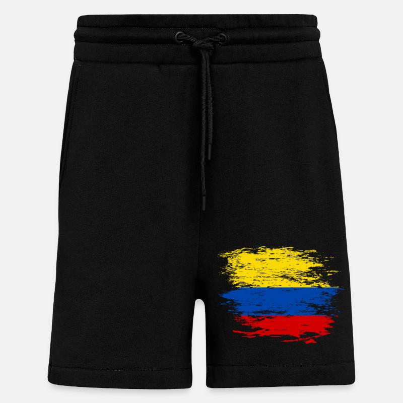 Drapeau de la Colombie utilisé - Short bio décontracté fabriqué en UE - SOLID BLACK