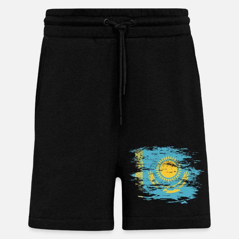 Drapeau du Kazakhstan utilisé - Short bio décontracté fabriqué en UE - SOLID BLACK
