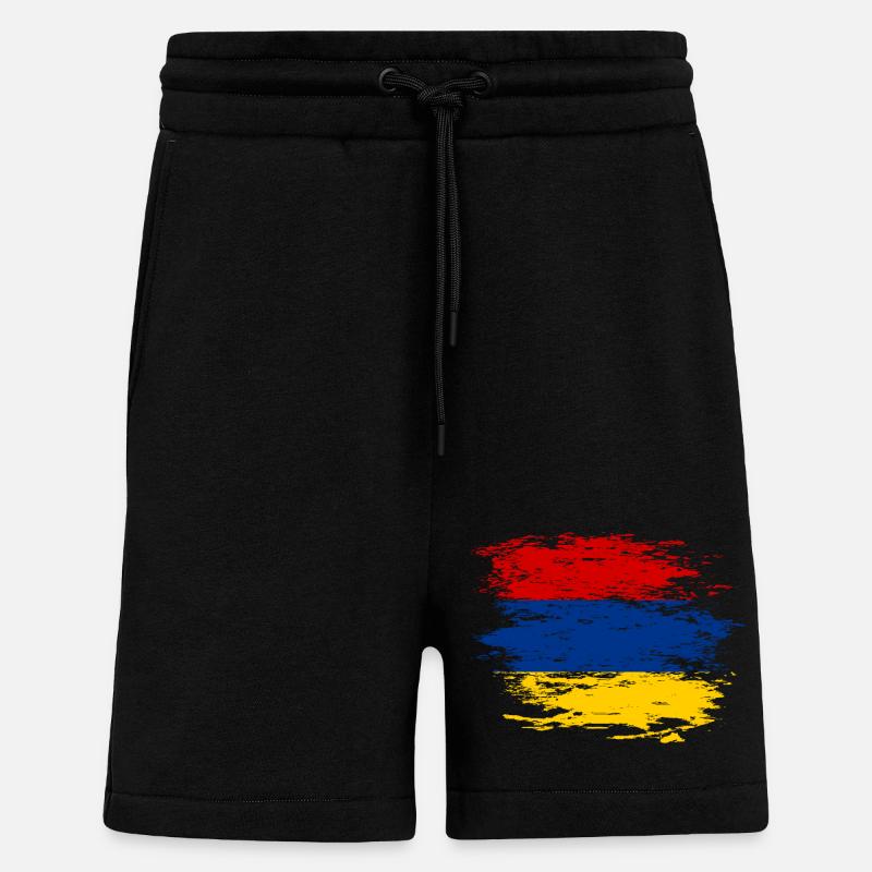 Drapeau de l'Arménie utilisé - Short bio décontracté fabriqué en UE - SOLID BLACK
