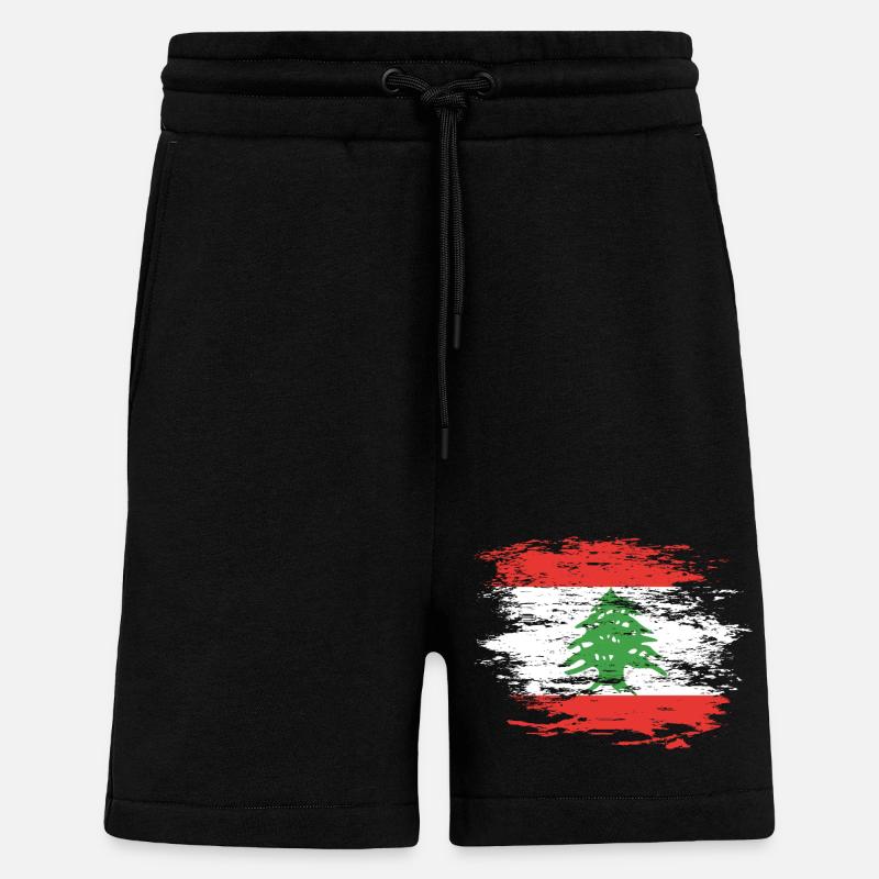 Drapeau du Liban utilisé - Short bio décontracté fabriqué en UE - SOLID BLACK