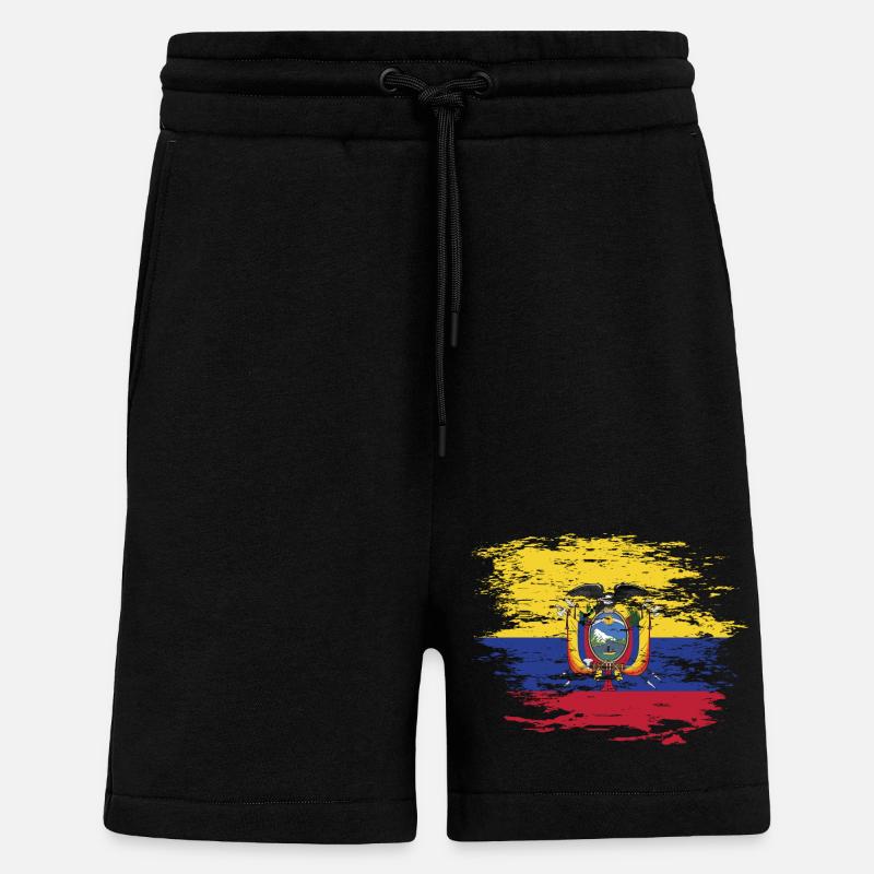 Drapeau de l'Équateur utilisé - Short bio décontracté fabriqué en UE - SOLID BLACK