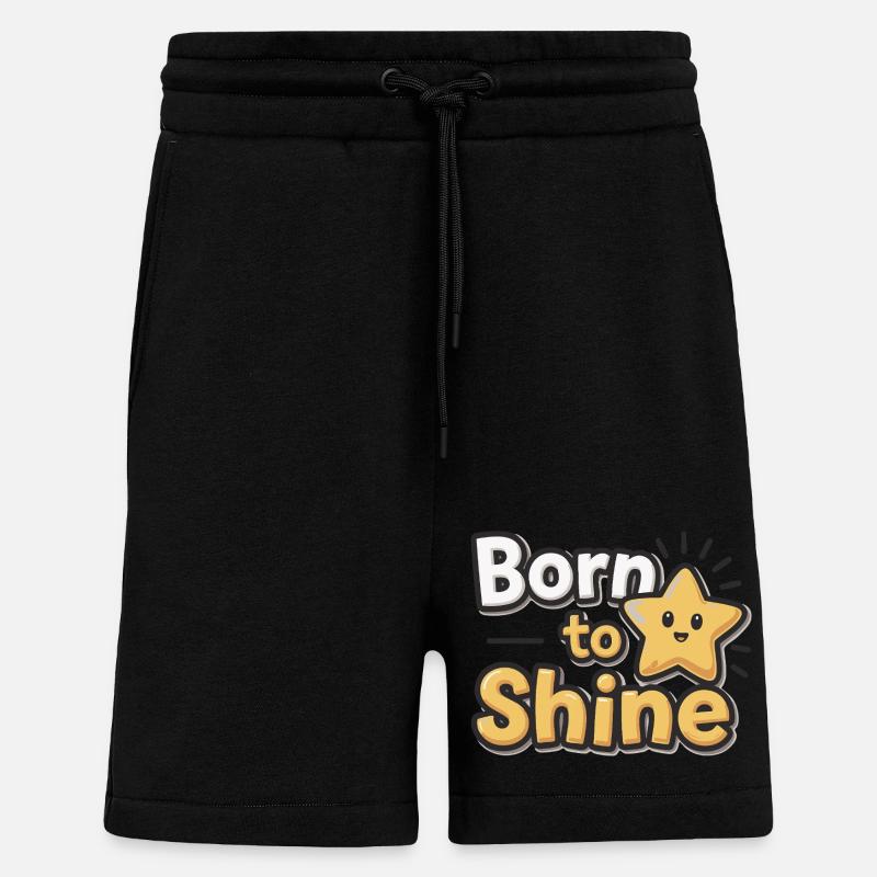 Né pour briller – Strahlender Stern - Short bio décontracté fabriqué en UE - SOLID BLACK