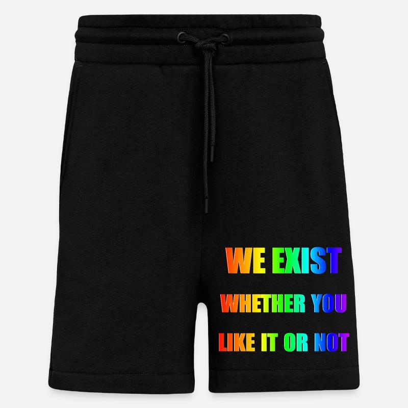 We Exist - Dégradé arc-en-ciel - Short bio décontracté fabriqué en UE - SOLID BLACK