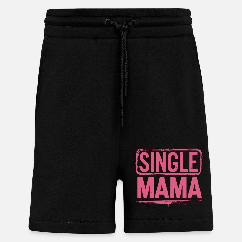 Dicton Single Mama Power - Short bio décontracté fabriqué en UE - SOLID BLACK