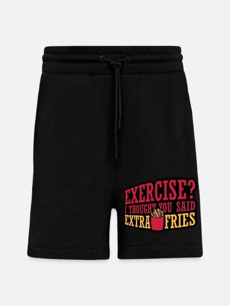 Exercise Extra Fries Quote - Shorts - made by SPREAD - SOLID BLACK