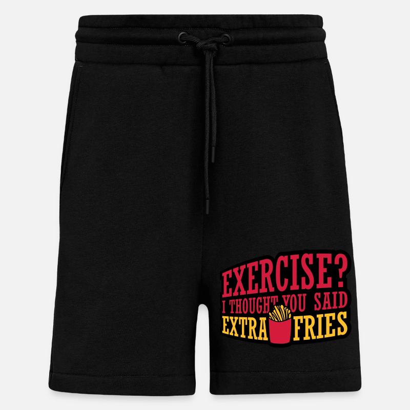 Exercise Extra Fries Zitat - Shorts - made by SPREAD - SOLID BLACK