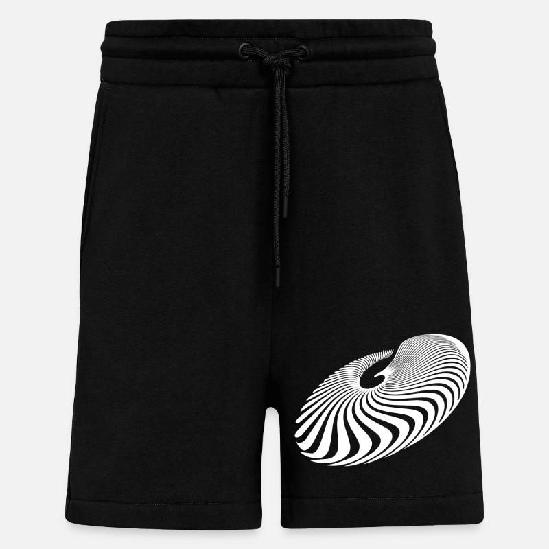 Geometric Circle Lines Spiral - Shorts - made by SPREAD - SOLID BLACK