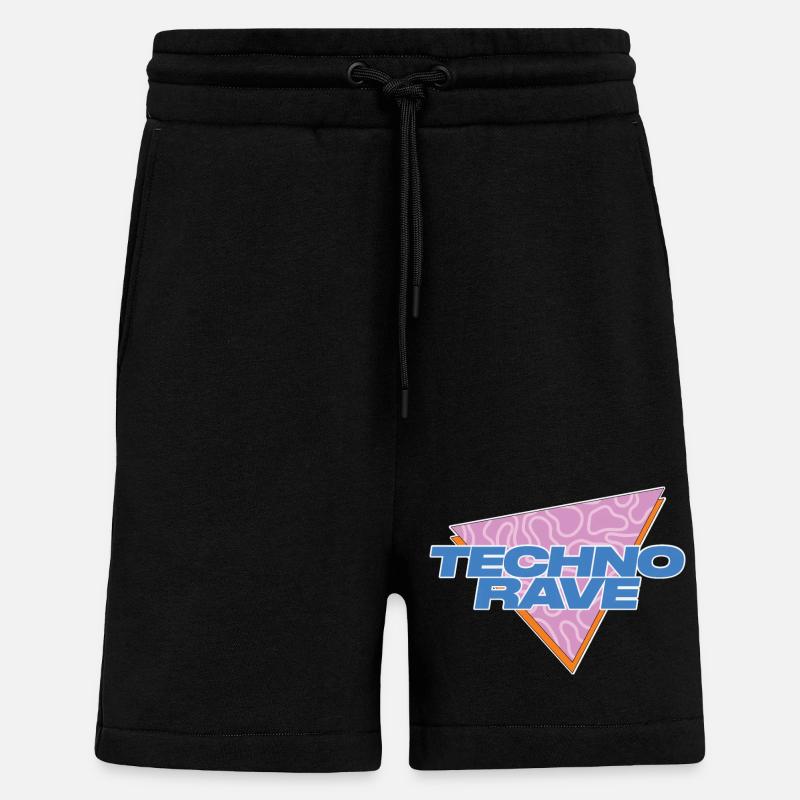 TECHNO RAVE - Short bio décontracté fabriqué en UE - SOLID BLACK