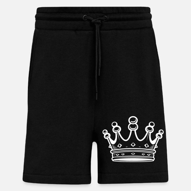 Silhouette de symbole de couronne - Short bio décontracté fabriqué en UE - SOLID BLACK