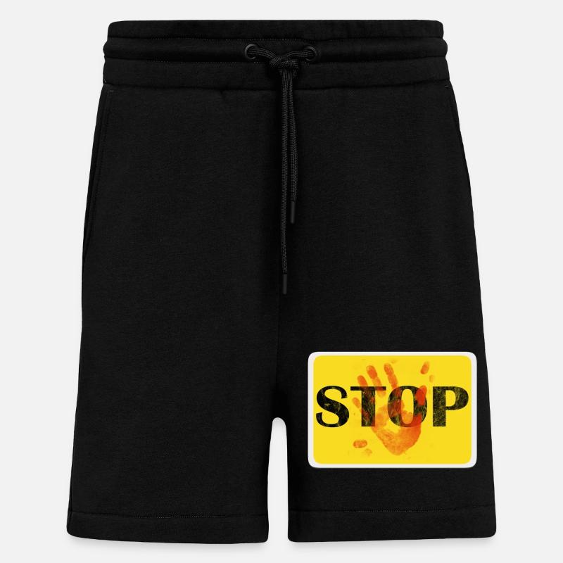 Schild Design - STOP. - Shorts - made by SPREAD - SOLID BLACK