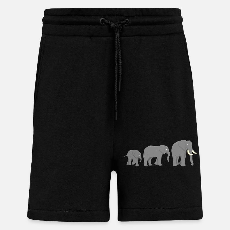 African Elephants - Shorts - made by SPREAD - SOLID BLACK