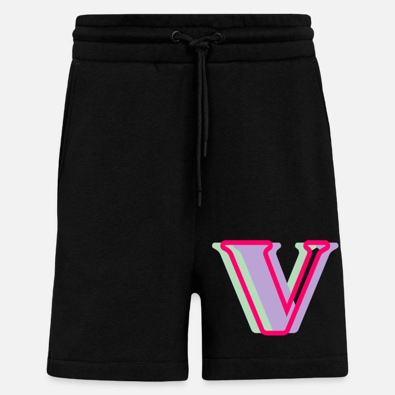 Mehrfarbiger Buchstabe V - Shorts - made by SPREAD - SOLID BLACK