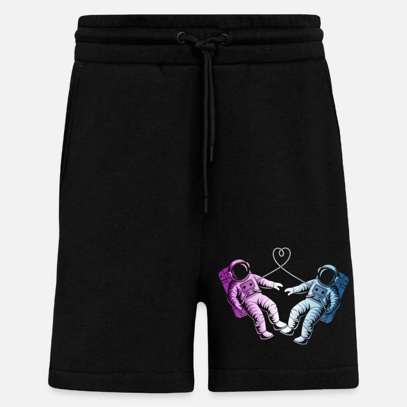 2 astronautes amoureux - Short bio décontracté fabriqué en UE - SOLID BLACK
