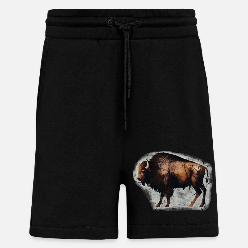 Bison Büffel Wisent Höhlenmalerei - Shorts - made by SPREAD - SOLID BLACK