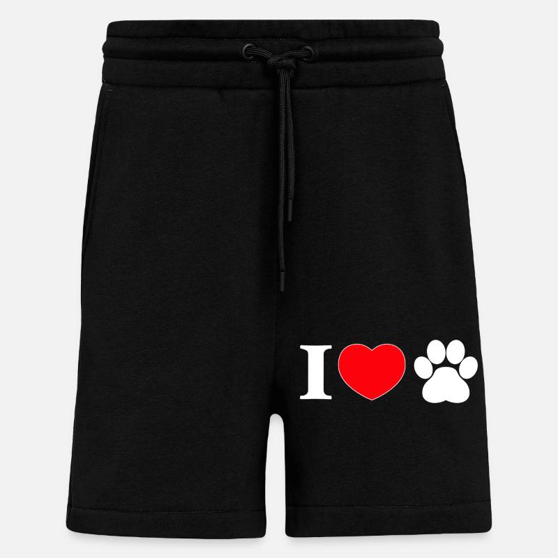 « J’aime » avec empreinte de patte - Short bio décontracté fabriqué en UE - SOLID BLACK