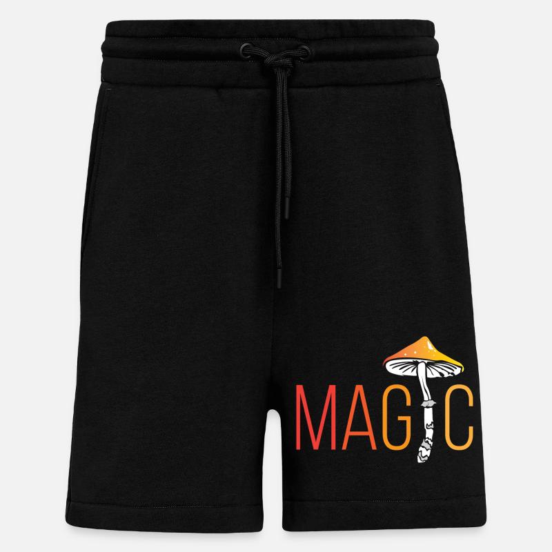 Magic Champignons Champignons Champignons - Short bio décontracté fabriqué en UE - SOLID BLACK