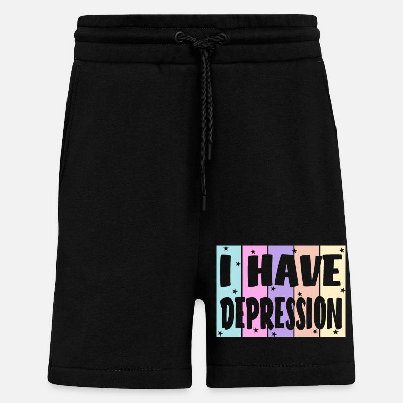 Je souffre de dépression - Short bio décontracté fabriqué en UE - SOLID BLACK