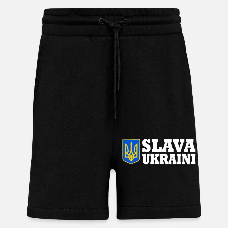 Slava ukraini - Short bio décontracté fabriqué en UE - SOLID BLACK