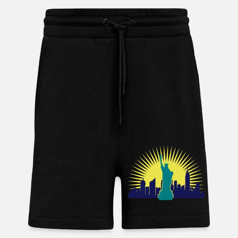 Sonne Hochhäuser Freiheitsstatue - Shorts - made by SPREAD - SOLID BLACK