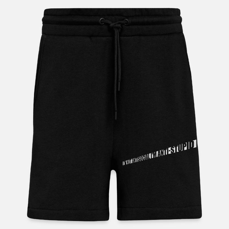 pas antisocial anti-stupide - Short bio décontracté fabriqué en UE - SOLID BLACK