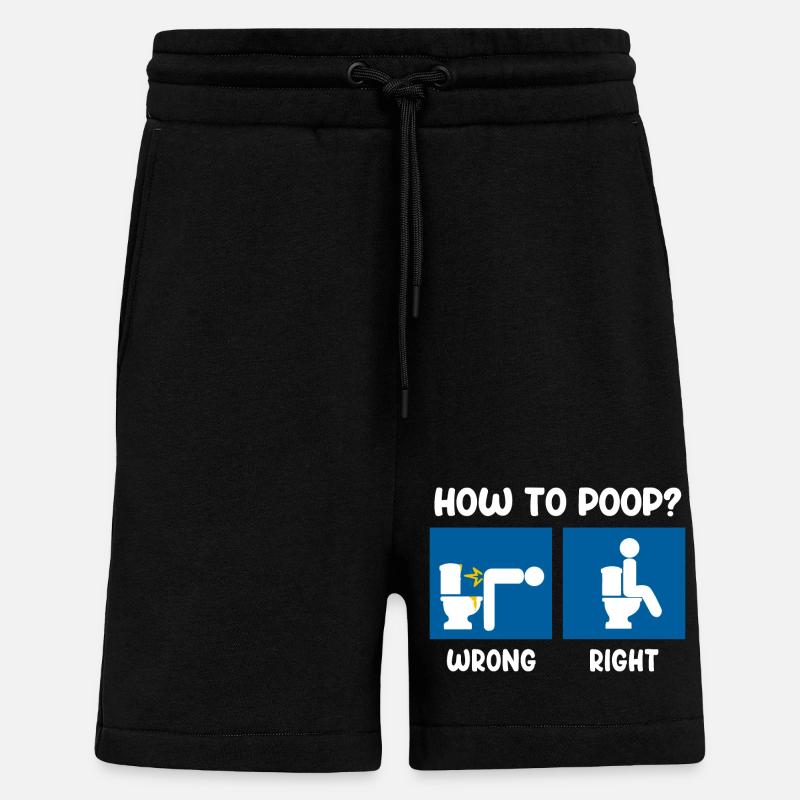 Comment faire caca graphique drôle - Short bio décontracté fabriqué en UE - SOLID BLACK