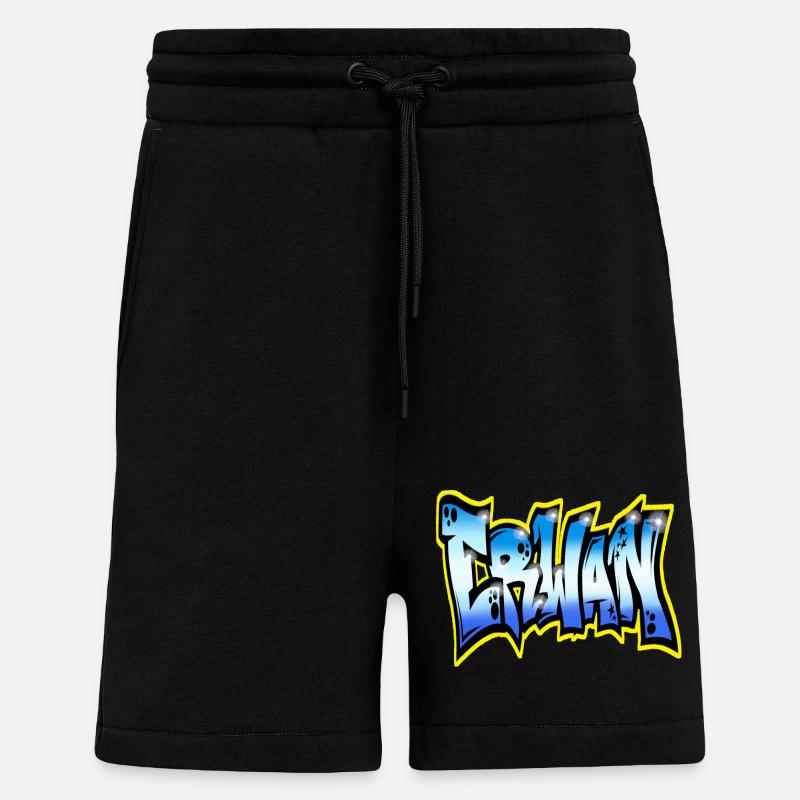 Erwan GRAFFITI NAME PRINT - Short bio décontracté fabriqué en UE - SOLID BLACK