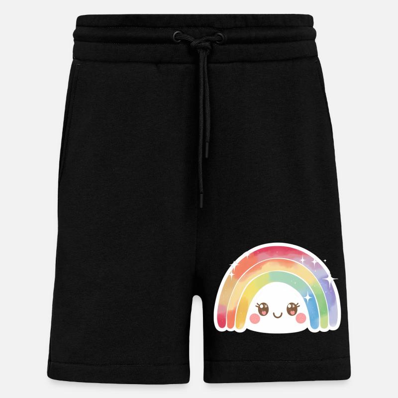 Kawaii Mignon Arc-en-ciel - Short bio décontracté fabriqué en UE - SOLID BLACK