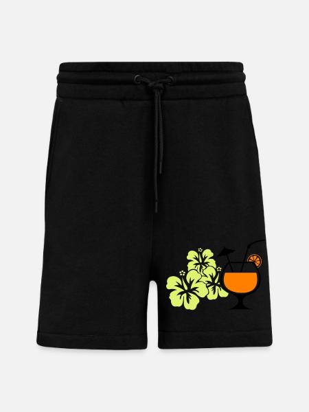 Hawaiian Hibiscus Cocktail - Shorts - made by SPREAD - SOLID BLACK