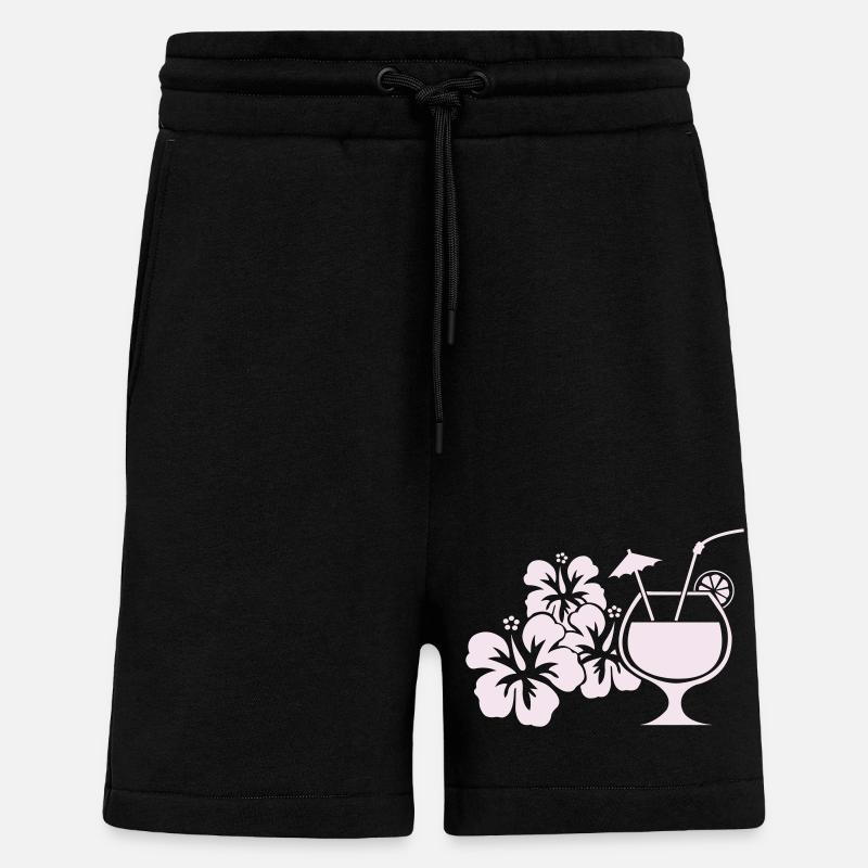Hawaii Hibiscus Cocktail Drink - Shorts - made by SPREAD - SOLID BLACK