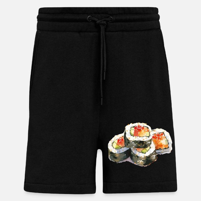 Nourriture pour sushis - Short bio décontracté fabriqué en UE - SOLID BLACK