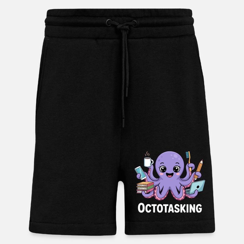 Octotasking Krake im Multitasking Modus - Shorts - made by SPREAD - SOLID BLACK