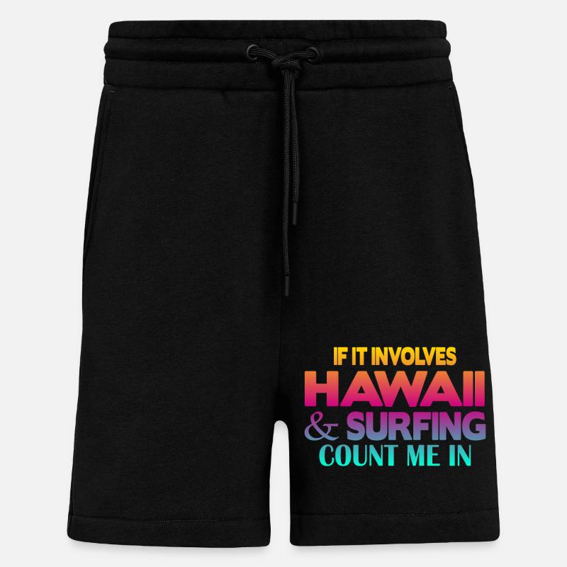 Surf à Hawaï - Short bio décontracté fabriqué en UE - SOLID BLACK