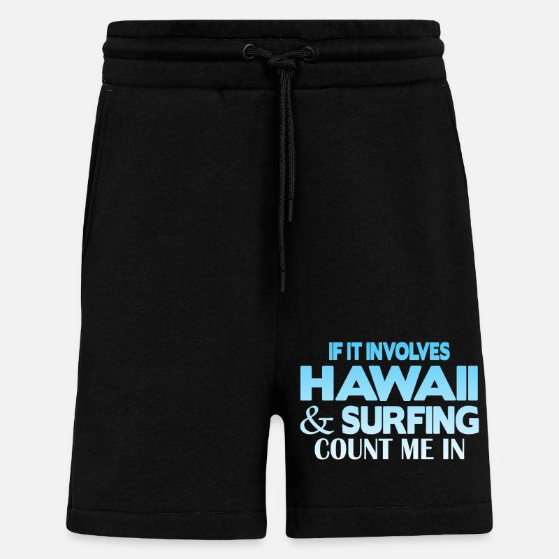Surf à Hawaï - Short bio décontracté fabriqué en UE - SOLID BLACK