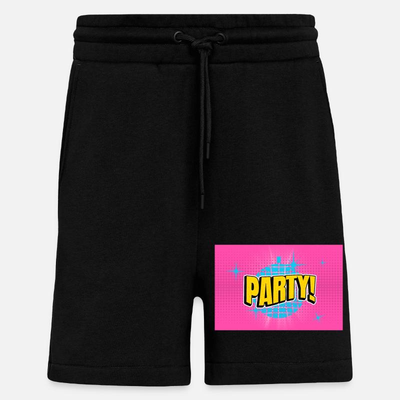 Party Disco Comic Style Bubbla Graffiti Bokstäver - Organic Relaxed Shorts Made in EU - SOLID BLACK