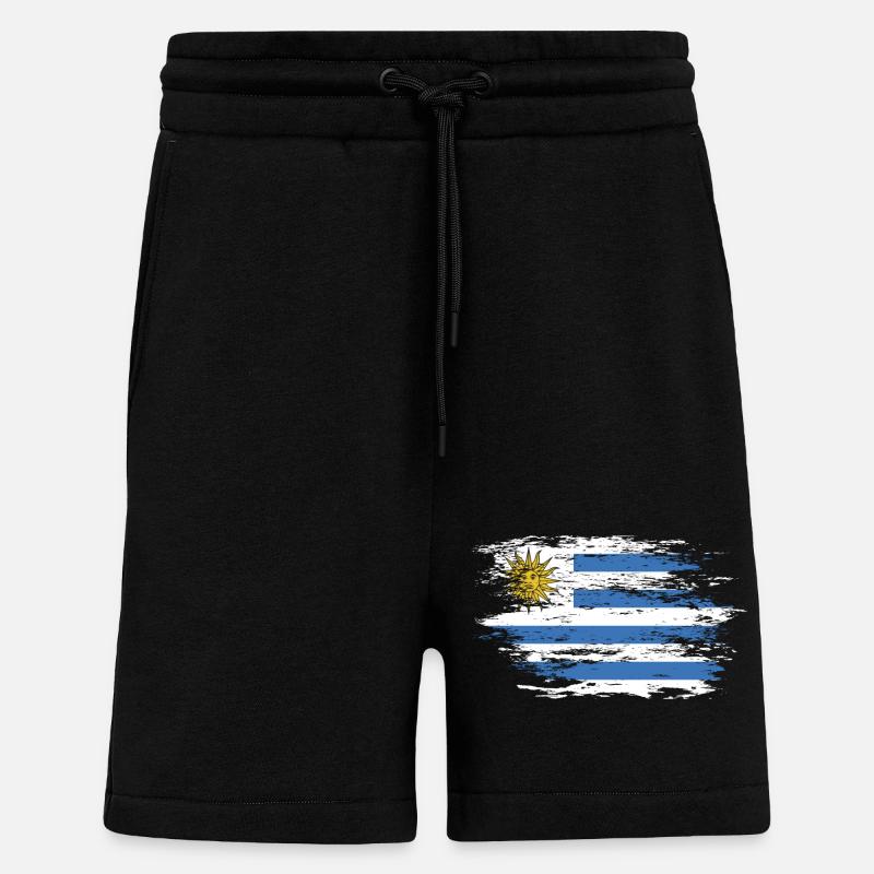 Drapeau uruguayen utilisé - Short bio décontracté fabriqué en UE - SOLID BLACK