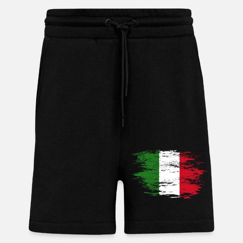 Drapeau de l’Italie utilisé - Short bio décontracté fabriqué en UE - SOLID BLACK