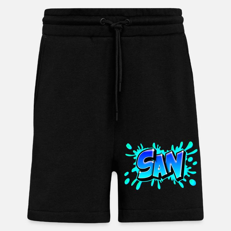 Graffiti San splash blue - Shorts - made by SPREAD - SOLID BLACK