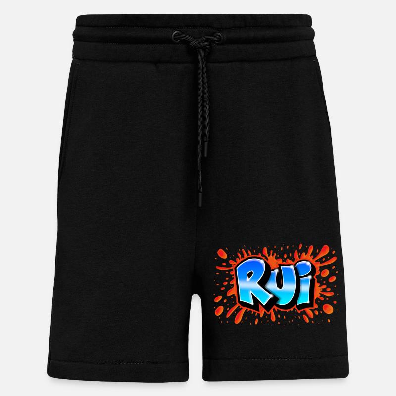 Graffiti prénom Rui+splash rouge - Short bio décontracté fabriqué en UE - SOLID BLACK