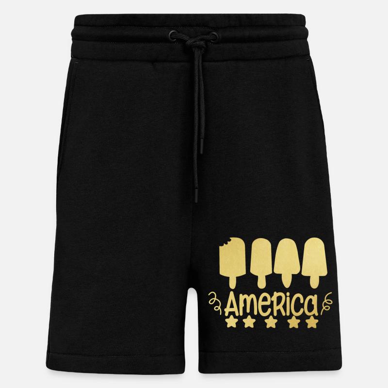 4 juillet américain - Short bio décontracté fabriqué en UE - SOLID BLACK