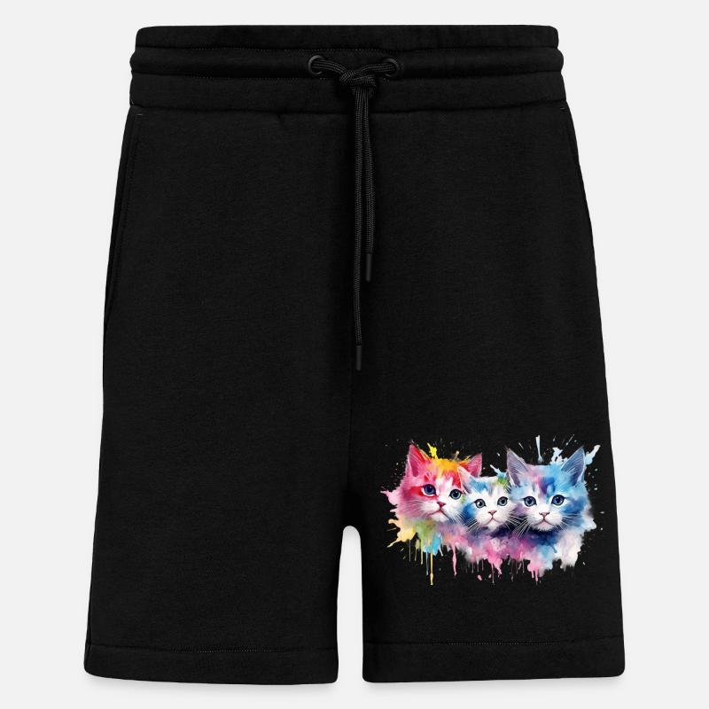 Farbenfrohe Britische Regenbogenkatzen - Shorts - made by SPREAD - SOLID BLACK