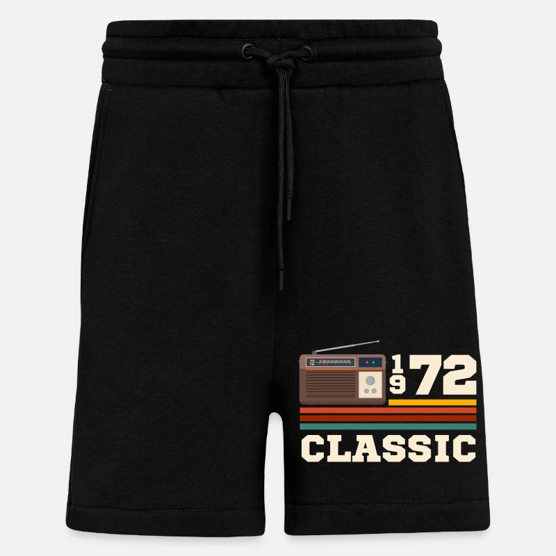Anniversaire 1972 retro classic - Short bio décontracté fabriqué en UE - SOLID BLACK