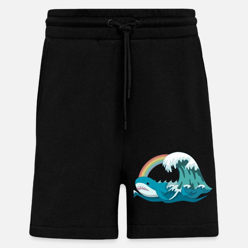 Pride Blahaj avec arc-en-ciel - Short bio décontracté fabriqué en UE - SOLID BLACK