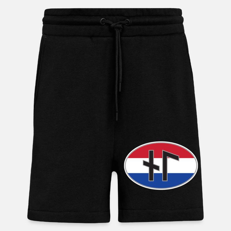 NL (Nederland) Runen-Ländercode-Aufkleber - Shorts - made by SPREAD - SOLID BLACK