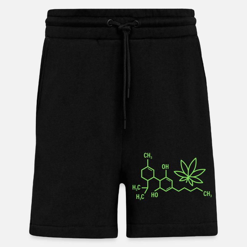 THC-Formel mit Cannabisblättern - Shorts - made by SPREAD - SOLID BLACK