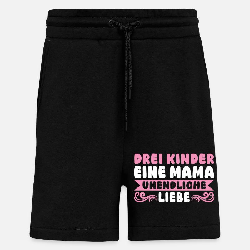 Maman de 3 enfants - Short bio décontracté fabriqué en UE - SOLID BLACK