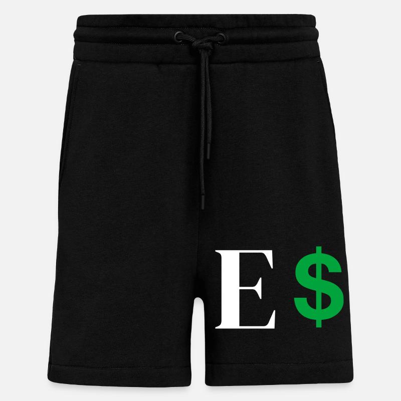 Lettre e dollar - Short bio décontracté fabriqué en UE - SOLID BLACK